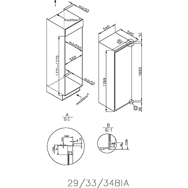 Candy CFLO3550E-N Kühlschrank, Einbau, weiß, LED, Breite 56 cm, Energieklasse F – Bild 5