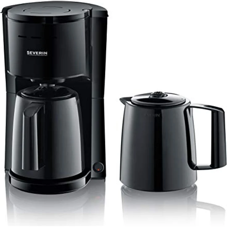 SEVERIN Filterkaffeemaschine mit 2 Thermokannen, Kaffeemaschine für bis zu 8 Tassen je Kanne, Filtermaschine mit 2 Isolierkannen, schwarz, KA 9307 – Bild 1