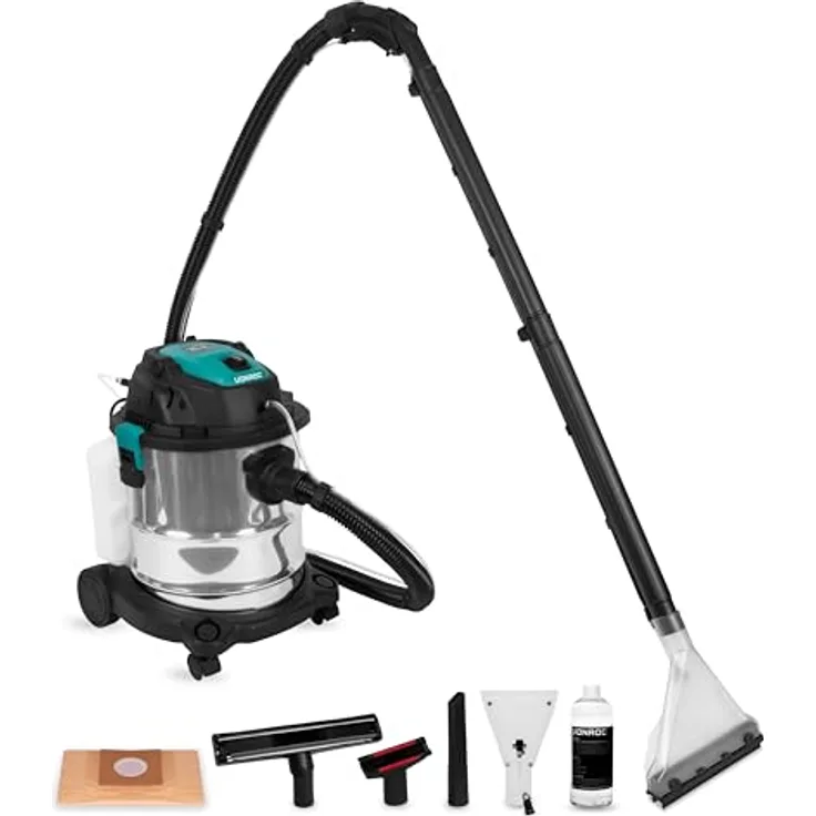 VONROC VC509AC Teppichreiniger 1400W, Nass- und Trockensauger mit 1,5L Frisch- und 1,6L Schmutzwassertank, inkl. Reinigungsmittel und Düsen