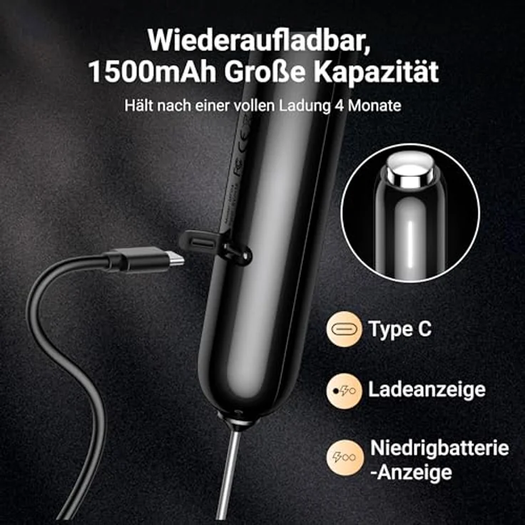 Typhur InstaWhisk, Elektrischer Milchaufschäumer mit variabler Geschwindigkeit und 1.500-mAh-Akku, für perfekten Milchschaum – Bild 5