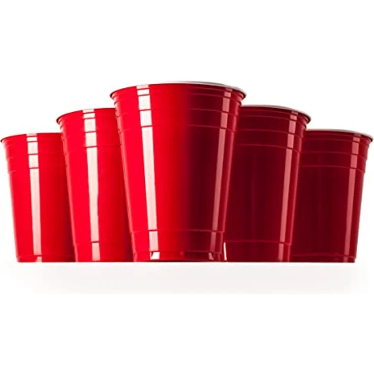 Rote Partybecher 100 Stück Beer Pong Party Cups Extra Starke Bierpong Becher Rot Kunststoffbecher Plastikbecher Original USA Turnierbecher Camping Wiederverwendbar 16oz 473ml Vivaloo – Bild 4