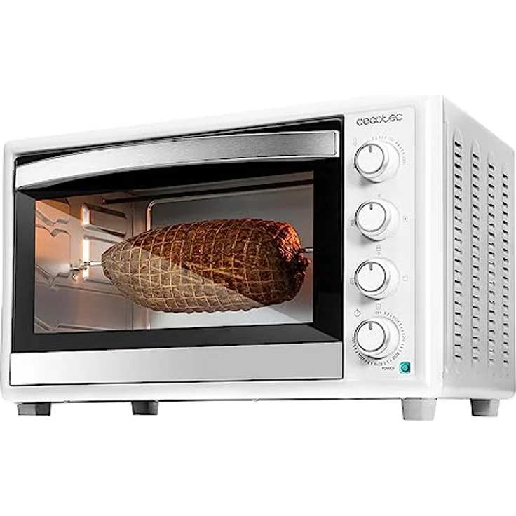 Cecotec Tischkonvektionsofen Bake&Toast 4600, 46 Liter mit 2000 W, 12 Funktionen, Innenbeleuchtung und Drehspieß, Weiß – Bild 1
