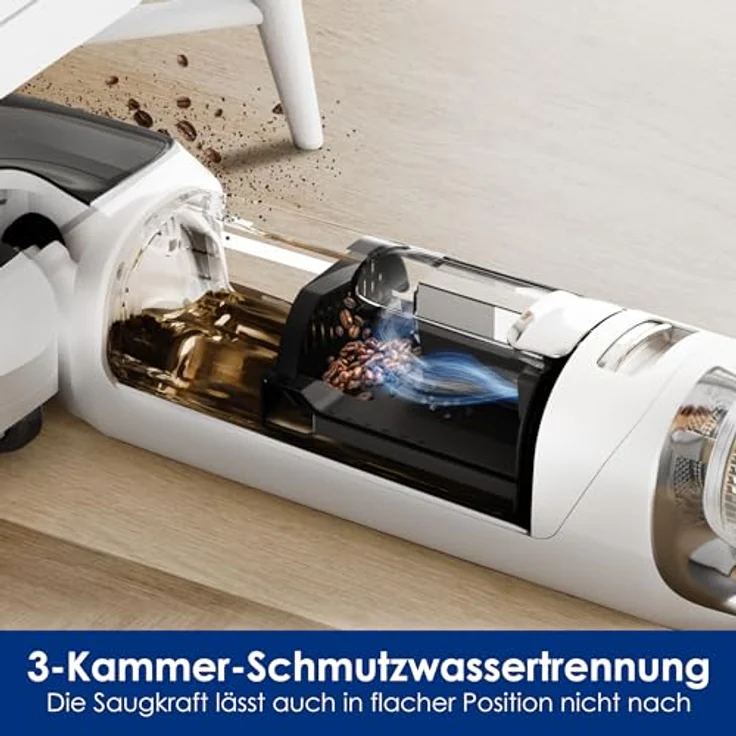 Tineco Floor One Stretch S6 Nass Trockensauger, 180°-Flachdesign Saugwischer 13cm Liegehöhe, 70°C 5min FlashDry Selbstreinigung, 3-Seitige Kantenreinigung 40min Laufzeit Reinigung unter tiefen Möbeln – Bild 3