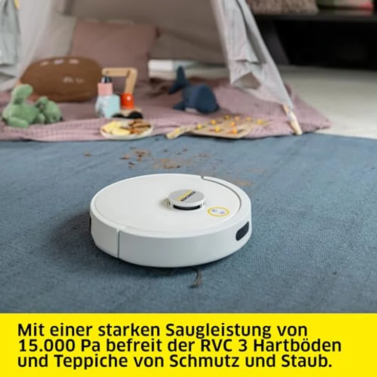 Kärcher RVC 3, Saug- und Wischroboter mit 15.000 Pa, App-Steuerung, Laser-Navigation, für Hartböden und Teppiche, automatisches Laden – Bild 2