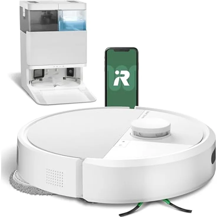 iRobot Roomba Plus 405 Combo Robot + AutoWash Dock Saugroboter mit Wischfunktion - Clearview LiDAR - 7000Pa - DualClean Wischpads - SmartScrub - Teppicherkennung - 75 Tage Entleerung - Weiß