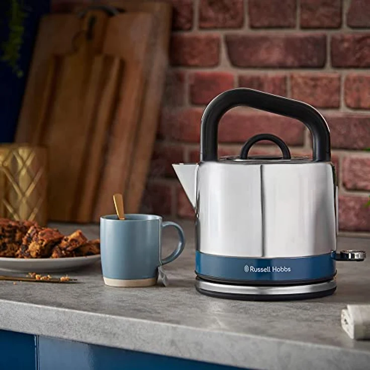 Russell Hobbs 26421-70 Distinctions Blue Wasserkocher, 1350 Watt, 1,5 Liter, Wasserstandsanzeige, Kalkfilter, kabellos, Schnellkochfunktion, blau, silber – Bild 3