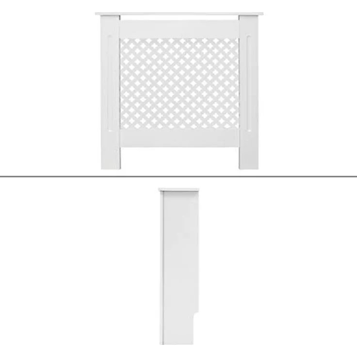 ECD Germany Heizkörperverkleidung Wabenmuster, 78x19x82 cm, Weiß, MDF lackiert, stylische Wohnraumgestaltung – Bild 2