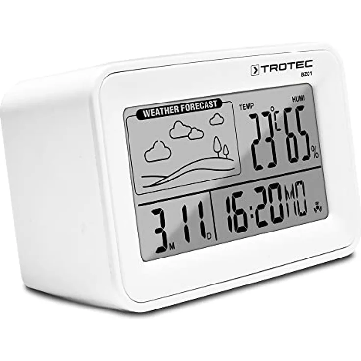 TROTEC Wecker Digital BZ01, Wetterstation mit 2,7" LCD-Display, Temperatur- und Luftfeuchtigkeitsanzeige, geräuschlos, Schlummer-Funktion – Bild 3