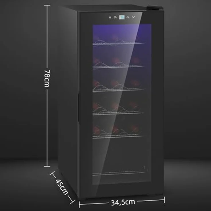 HOMCOM Weinkühlschrank Kompressor für 18 Flaschen, 50 L Getränkekühlschrank mit Glastür, 5-18°, Touchschalter, LED-Anzeige, Schwarz – Bild 5