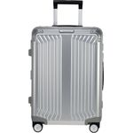 Samsonite Hartschalen-Trolley LITE-BOX Alu, 55 cm, 4 Rollen, Handgepäck Reisekoffer TSA-Zahlenschloss Premium-Aluminium, Silber