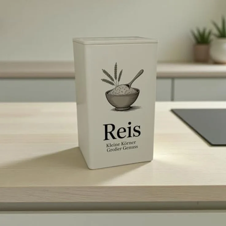 speecheese Reis Dose 900ml - Minimalistisches Liniendesign mit eleganter Serifentypografie, grau-beige – Bild 2