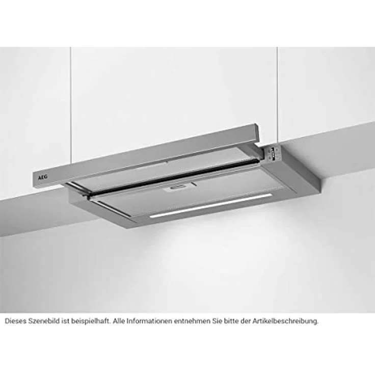 AEG DPE5660M, Dunstabzugshaube 60cm, Grau, Abluft/Umluft, max. 415 m³/h, A, SoftTouch Tasten – Bild 2
