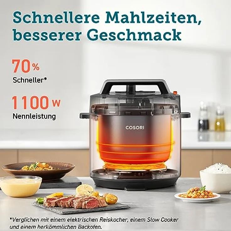 COSORI Schnellkochtopf, 9-in-1 Multikocher, 5,7 L Pressure Cooker, Edelstahl - 14 Funktionen, Rezeptbuch, lebenslanger Kundenservice – Bild 4
