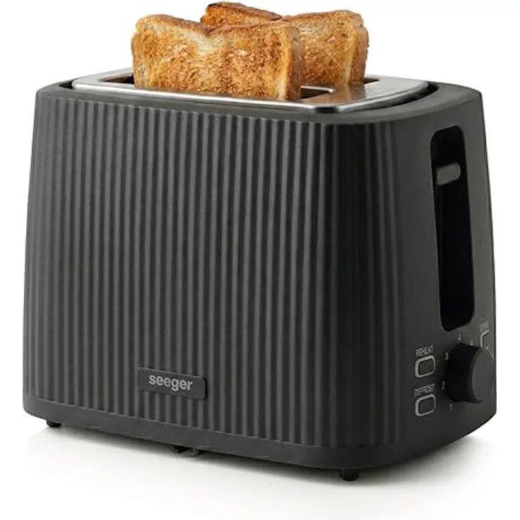 Seeger SGR150BK Toaster, 2 Scheiben, 7 Bräunungsstufen, Liftfunktion, Herausnehmbare Krümelschublade, Schwarz, 930 Watt