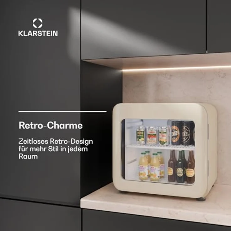 Klarstein Audrey Evo Getränkekühlschrank 45 L, Glastür, LED-Beleuchtung, einstellbare Temperatur 0–10 °C, leiser Betrieb – Bild 3