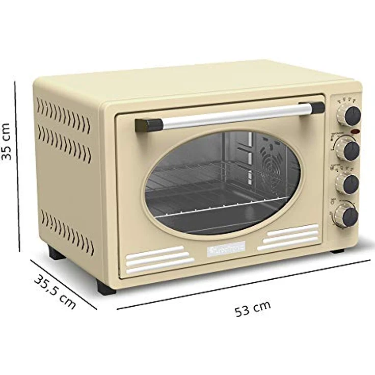 Turbotronic/Retro Minibackofen mit Umluft / 45l / schwarz, rot, blau, beige / 2000W, Mini Backofen, Pizzaofen, Grill (beige) – Bild 3