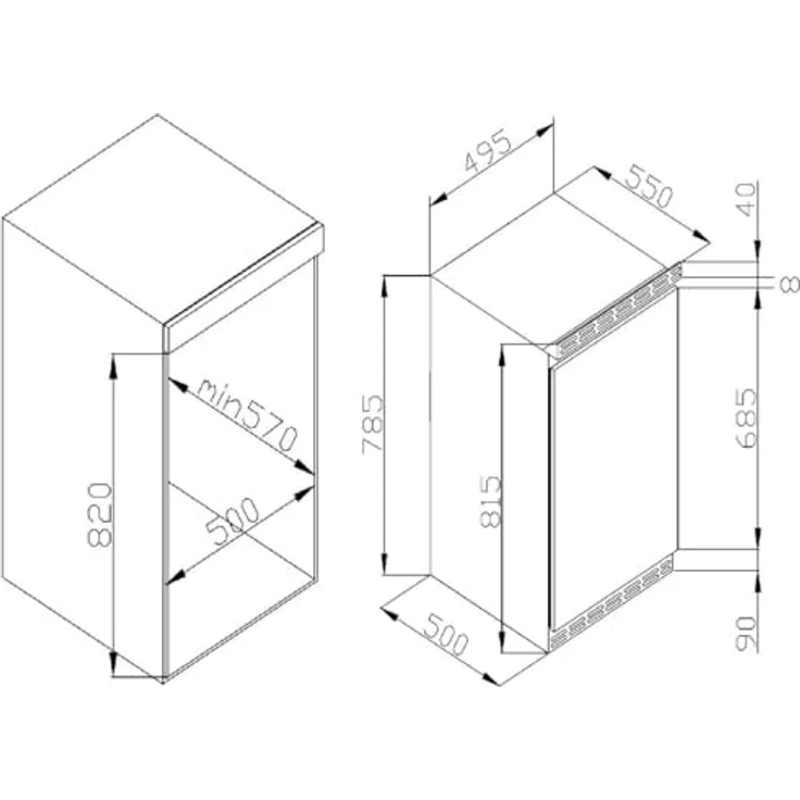 Amica UVKSD 351 961, Unterbau-Kühlschrank mit 103 l Kühlvolumen, LED-Innenbeleuchtung und 37 dB Betriebsgeräusch – Bild 4