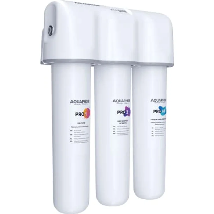 Aquintos Wasseraufbereitung AQUAPHOR ECO PRO H TRIO Trinkwasserfiltersystem mit 1 Wege Wasserhahn - Wasserenthärter, Keimsperre und Ultrafiltration bis 0,1 Mikrometer in Schwarz – Bild 2