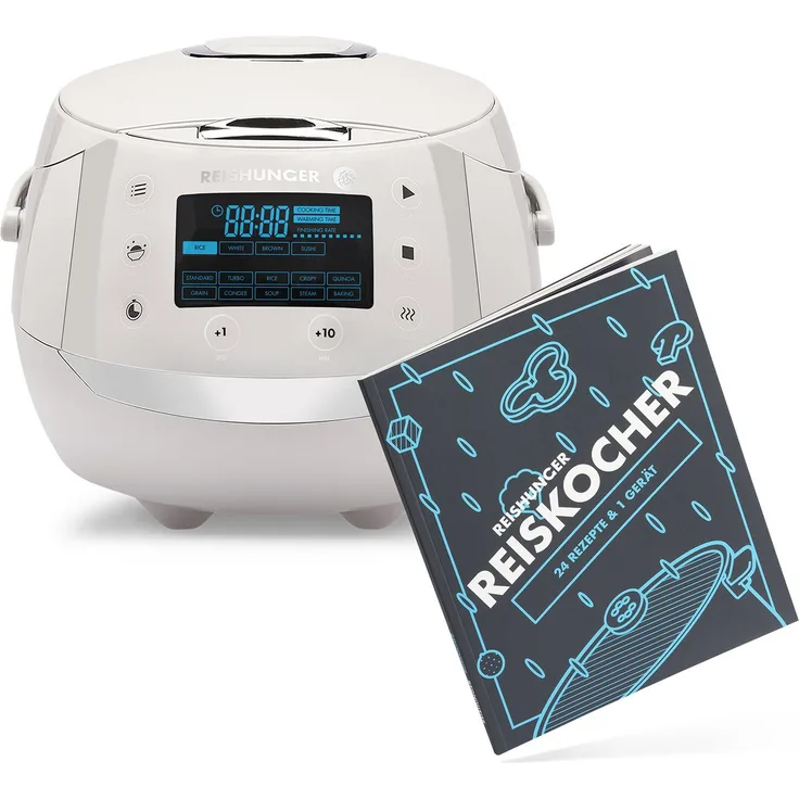 Reishunger Reiskocher - Digitaler Reiskocher & Dampfgarer, 860 W, 7-Kochphasen-Technologie, LED-Display