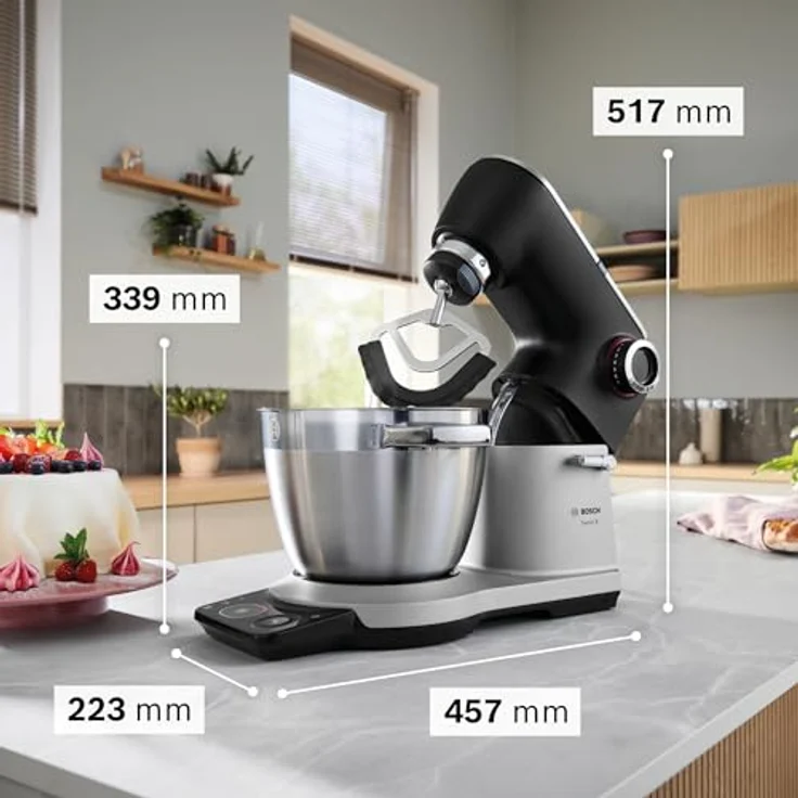 Bosch Küchenmaschine Serie 8 MUMS8ZS18, 1.800 W mit 6L Edelstahlschüssel, Automatikprogramm, Waage, Timer und 7 Stufen, 3D PlanetaryMixing, spülmaschinenfest – Bild 2