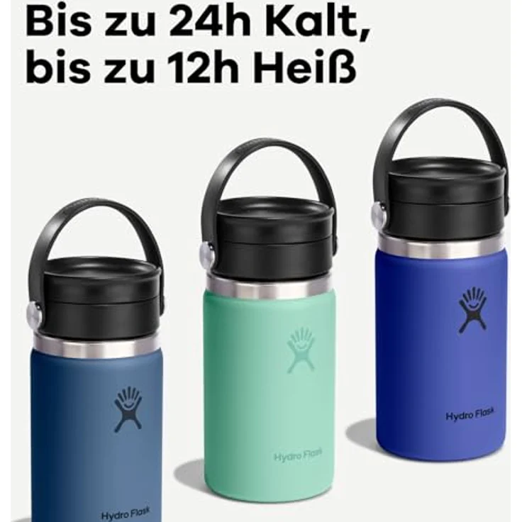 Hydro Flask Wide Flex Sip Lid Coffee 355 ml (12 oz), Auslaufsicher, isoliert, hält Getränke 24 Std. kalt & 12 Std. heiß, passend für Becherhalter, Capri Blue – Bild 4