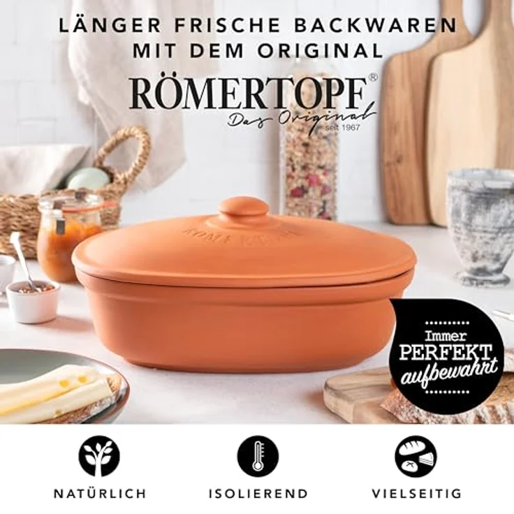 Römertopf Ovaler Brottopf MEDIUM 30x21cm – Bild 3