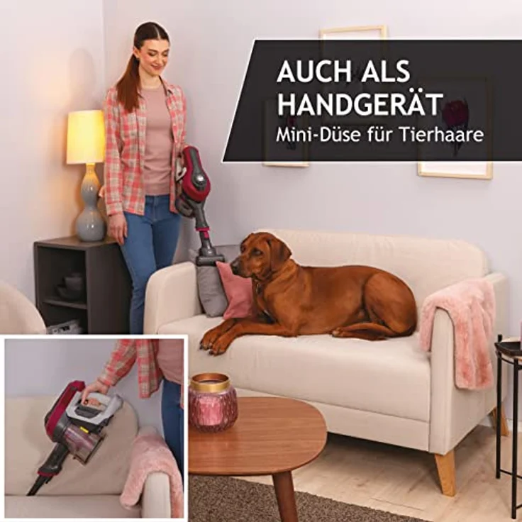 Hoover HF1 PETS Akku-Staubsauger ohne Beutel + Tierdüse – bis zu 120 m² mit 1 Akkuladung – kabelloser Staubsauger mit LED, XL Staubbehälter & Parkfunktion – Handstaubsauger mit Fugendüse & Staubbürste – Bild 3