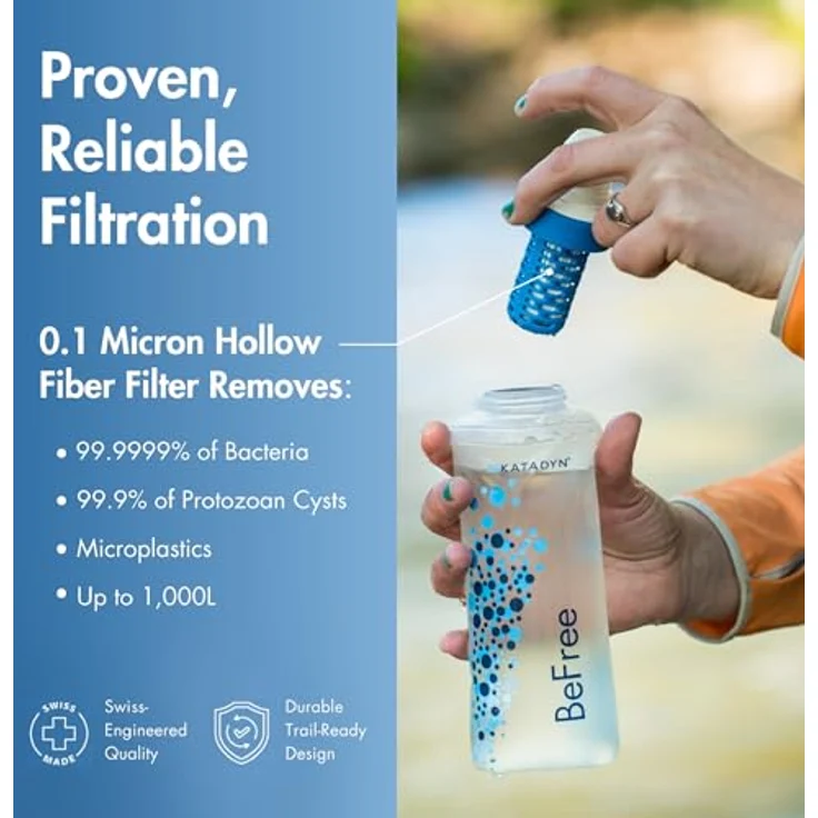 Katadyn Befree Wasserfilter, hohe Durchlaufmenge von 2 Litern/Minute, Blau, One Size – Bild 3