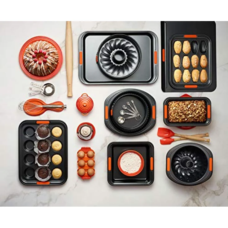 Le Creuset Antihaft Madeleine-Form, Für 12 Stück, PFOA-frei, Sauerteigbeständig, Aus Karbonstahl gefertigt, Anthrazit-Orange – Bild 5