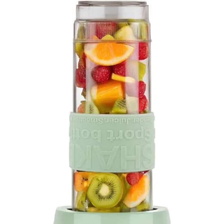 SWEISS Mini-Mixer MOOV7, Tragbarer Smoothie-Mixer mit 300 W, 2 Trinkflaschen à 570 ml, 4 Edelstahlklingen, spülmaschinengeeignet, Grün – Bild 5