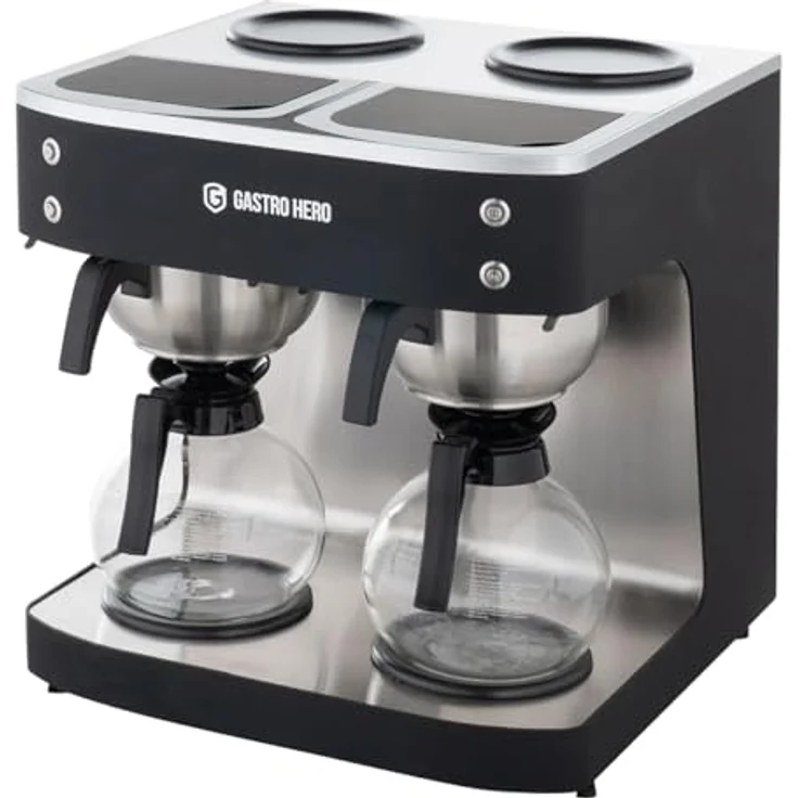 GastroHero Filterkaffeemaschine, 2x 2 Liter schwarz, mit 2 Glaskannen, für 200 Tassen/Stunde, ideale Filterkaffeemaschine für Gastronomie und Café – Bild 4