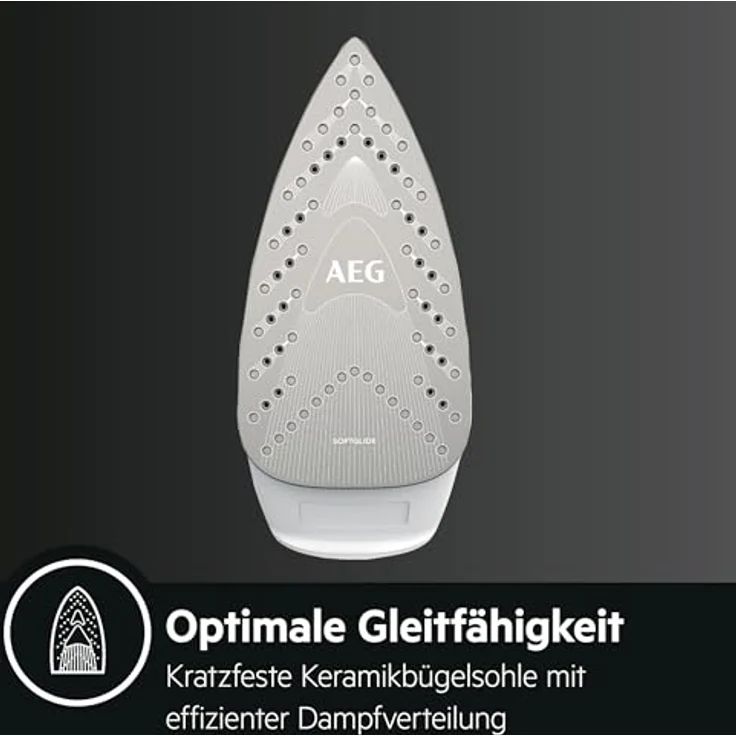 AEG DB 1740LG Dampfbügeleisen (2400 Watt, 110g Dampfstoß, 0-30g Dampf-Min., Restwärmeanzeige, Keramik Bügelsohle, Gleitfähigkeit, 250 ml Wassertank, 2 m Kabel, Anti-Kalk System, hellgrün-weiß) – Bild 4