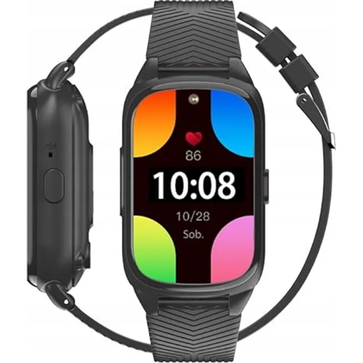 FOREVER Smartwatch ST-100 für Damen Herren, GPS-Smartwatch für Senioren mit SOS, 1,47 ” großer Touch-Farbbildschirm, Pulsmesser Schrittzähler mit Sturzerkennung - Schwarz