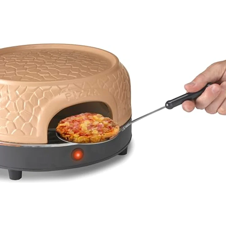 Gastronoma Pizzaofen – Pizzaofen mit Terrakottakuppel für 4 Personen – Pizzadom - 800 Watt - Zubereitung in 5-7 Minuten - mit Zubehör - Flachkuppel – Bild 5