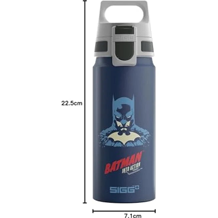Sigg Trinkflasche, Aluminium, 0,6 L, Blau, auslaufsicher und kohlensäuregeeignet mit Batman-Motiv – Bild 7