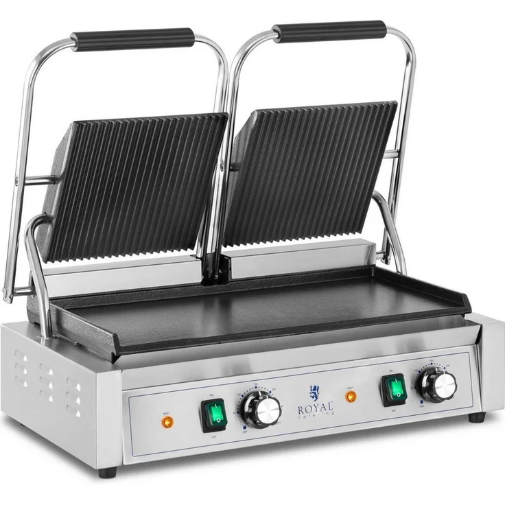 Royal Catering Kontaktgrill Doppel-Kontaktgrill Elektrogrill Elektrogriller geriffelt, flach 3.600 W