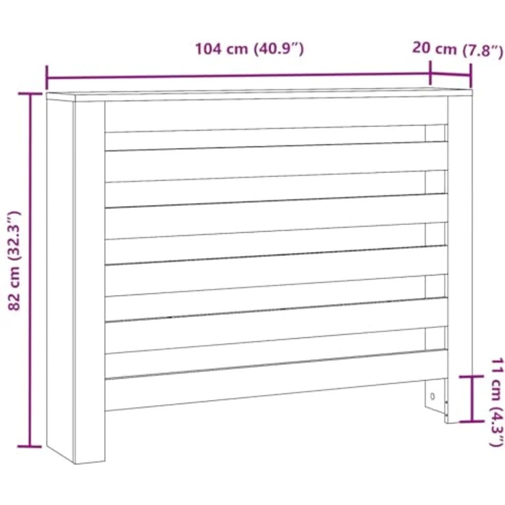 vidaXL Heizkörperverkleidung, Weiß 104x20x82 cm, langlebiger Holzwerkstoff mit modernem Latten-Design und praktischer Ablagefläche – Bild 3