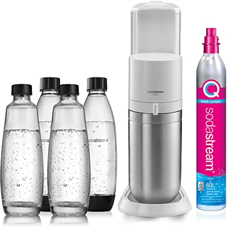 SodaStream Wassersprudler Duo White Megapack mit 4 Flaschen und 1 Zylinder, Weiß, 2270181 – Bild 3