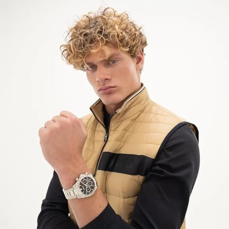 BOSS Chronograph HERO 2.0 1514267, Quarzuhr mit analoger Anzeige, Edelstahlarmband in silberfarben-schwarz, wasserdicht bis 5 bar, mit Stoppfunktion und Tachymeter – Bild 5
