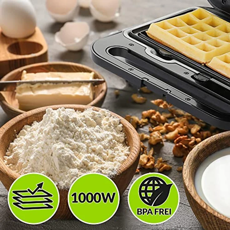 monzana 3in1 XXL Sandwichmaker MZ7030 Sandwichtoaster Sandwichgrill 1000W Antihaftbeschichtung BPA frei – Bild 2