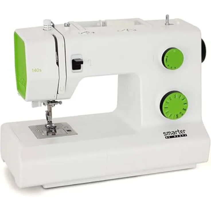 PFAFF Smarter by Pfaff 140s, mechanische Freiarm-Nähmaschine mit verstellbarer Stichbreite, integriertem Nadeleinfädler und Kofferhaube