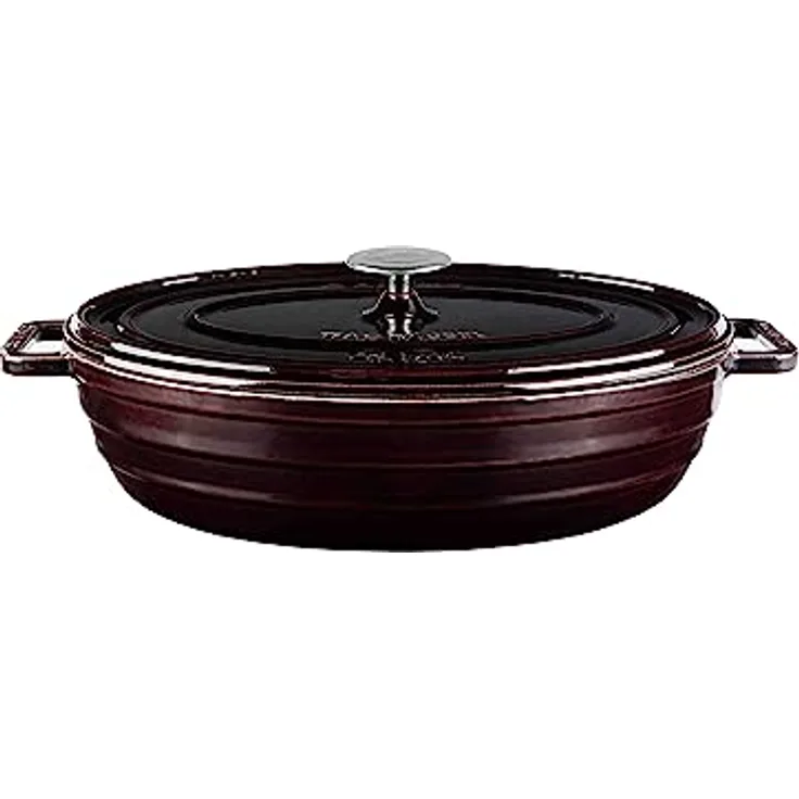Sallys Gusseisenbräter Alime (Plum Purple Majolika) - Hochwertiger Gusseisenbräter für gleichmäßiges Garen und vielseitige Anwendung