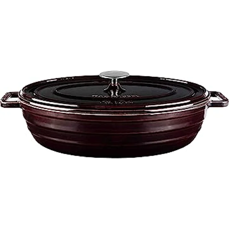 Sallys Gusseisenbräter Alime (Plum Purple Majolika) - Hochwertiger Gusseisenbräter für gleichmäßiges Garen und vielseitige Anwendung – Bild 1