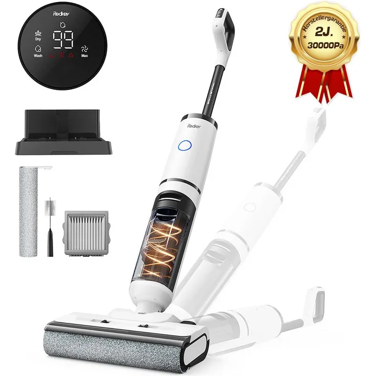 Redkey W15 Pro Nass-Trocken-Akkusauger, 30000Pa Saugkraft, Selbstreinigung, LED-Digitalanzeige, umfangreiches Zubehör, 170 W