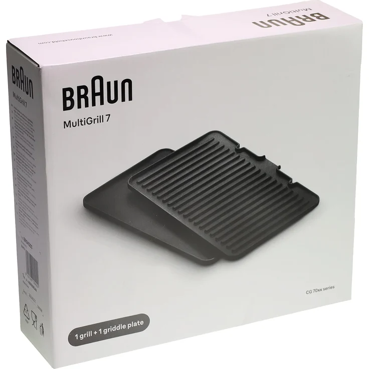 Braun AS00006344 BRSK003 Grill- und Pfannenplatten für MultiGrill 7, schwarze Aluminium-Gussplatten mit gleichmäßiger Wärmeverteilung