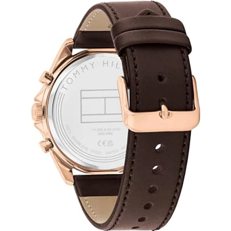 Tommy Hilfiger Multi Zifferblatt Quarz Uhr für Herren mit Braunes Lederarmband - Präzises Quarzwerk, elegantes blaues Skelett-Zifferblatt – Bild 3