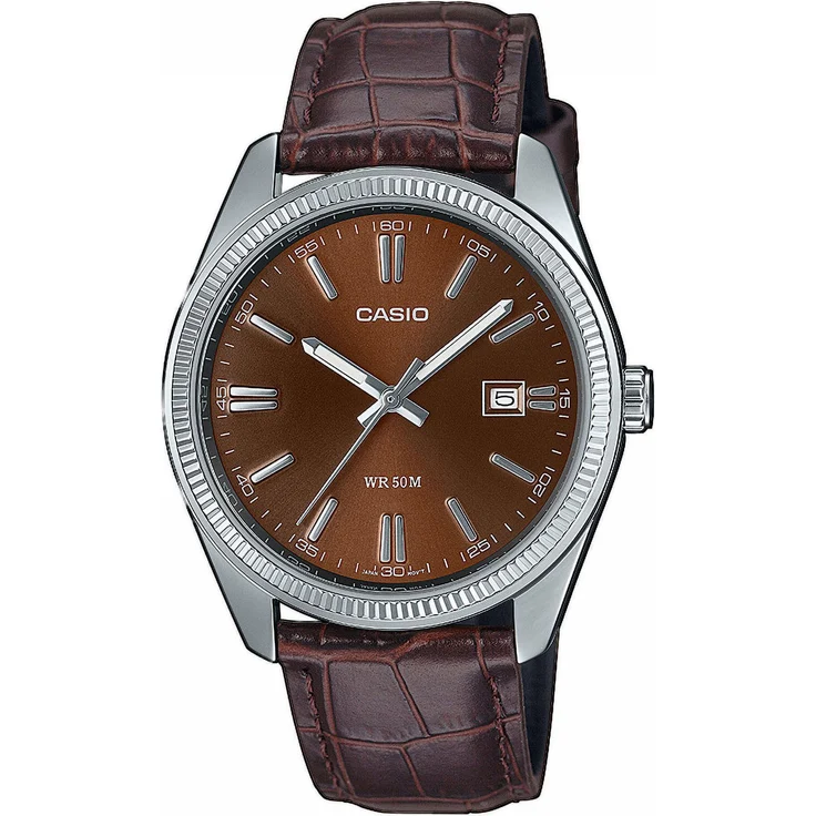 CASIO TIMELESS COLLECTION Quarzuhr, Herrenuhr, Lederarmband, analog, Neo-Display, Tag – Bild 1