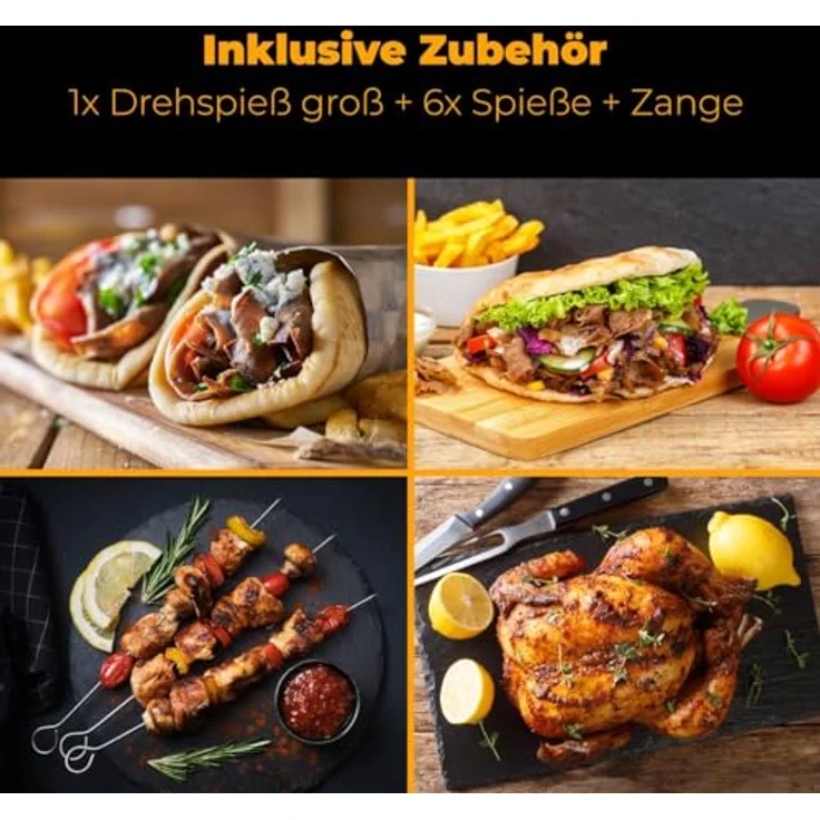 Bomann DVG 3006 CB 3in1 Döner--Hähnchen und Schaschlik-Vertikal-Multigrill, perfekte Grillergebnisse durch gleichmäßige Hitzeverteilung, Edelstahl-Fettauffangbehälter, 1400 Watt, Schwarz – Bild 6