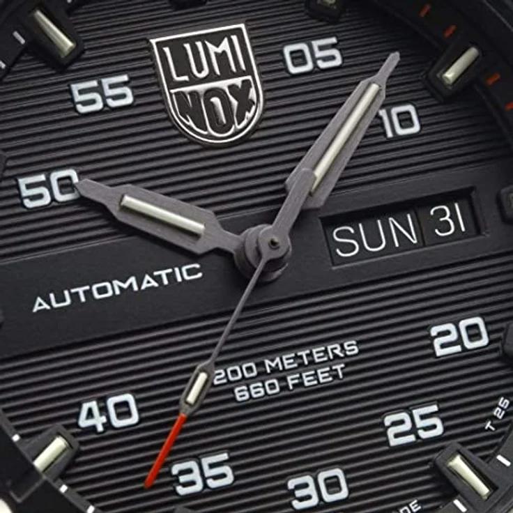 Luminox Master Carbon SEAL Automatic Herrenuhr mit Edelstahl Armband, High-Tech-Karbonverbindung, wasserdicht bis 200m, grün/orange Leuchtröhrchen – Bild 4