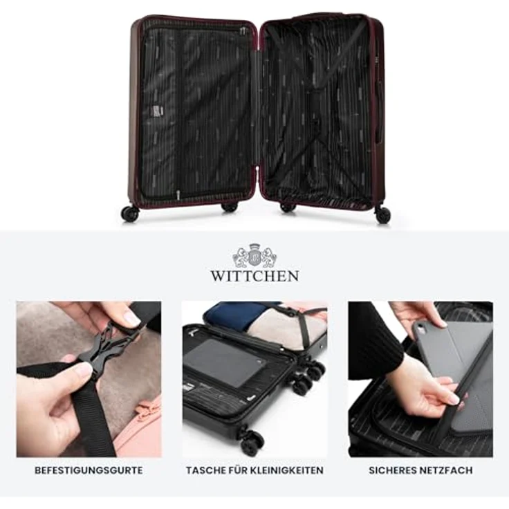 WITTCHEN Skyspeed Line Reisekoffer 3er Set, Hartschalenkoffer aus strapazierfähigem ABS mit Kombinationsschloss, Teleskopgriff und 4 Doppelrädern, Maroon – Bild 5